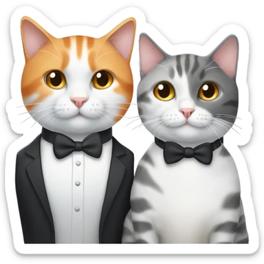 Three cats one tuxedo, one gray tabby, and one orange and white. sticker