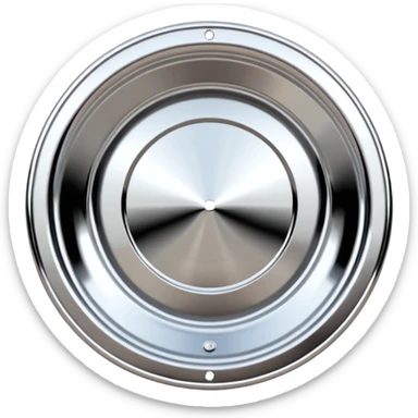Emoji of a polished chrome rim with deep dish style and subtle reflections sticker