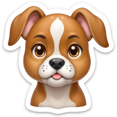Cinematic Cute Fawn Boxer dog Portrait Emoji, Head tilted playfully and inquisitively, with a glossy fawn Fur highlighted by a white muzzle and chest, round, sparkling brown eyes filled with curiosity, Simplified yet irresistibly adorable features, highly detailed, glowing with a warm, friendly glow, high shine, affectionate and lively, stylized with a touch of whimsy, bright and endearing, soft glowing outline, capturing the essence of a mischievous yet loving pup, so playful it feels like it could bound out of the screen and into your arms! sticker