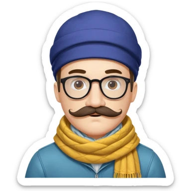 Bobo hipster blanc, fan d’expo d’art avec un foulard et une grosse moustache  sticker