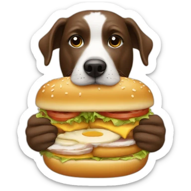 a dog eating a filet o fish sandwich sticker