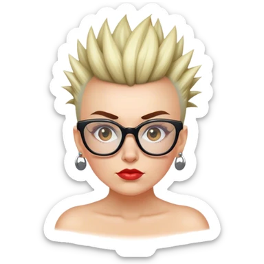 mohawk white woman enormous glasses sticker