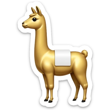 A small golden llama silhouette with a white sign on its side sticker