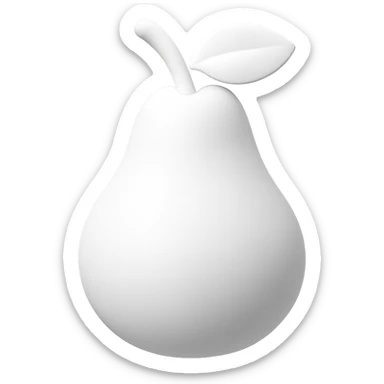 Create a 3D pear emoji in the color #ffffff, matching the style of the reference image, with a transparent background. sticker