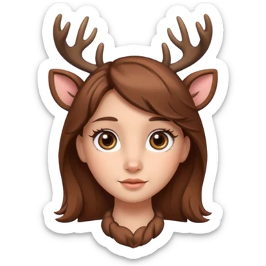 Make a cute girl deer with brown hair and big brown eyes give her cute lashes sticker
