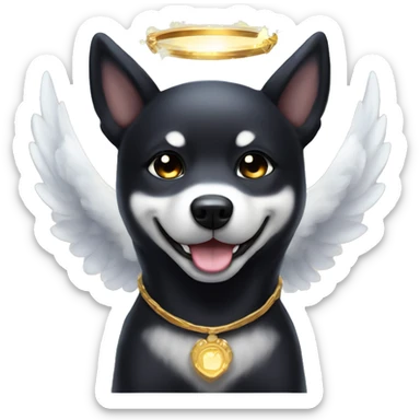 Black Shiba Inu angel | face | fantasy | halo | innocent | smiling face with halo sticker