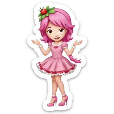 pretty and cute realistic modern day strawberry shortcake full body with high heels emoji sticker