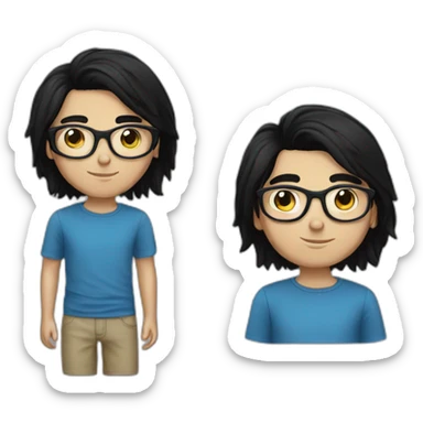 19 year old white boy with round glasses and straight black hair sticker