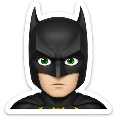 Batman con traje del caballero oscuro, con los ojos verdes, solamente los ojos, el traje NO lo hagas verde sticker