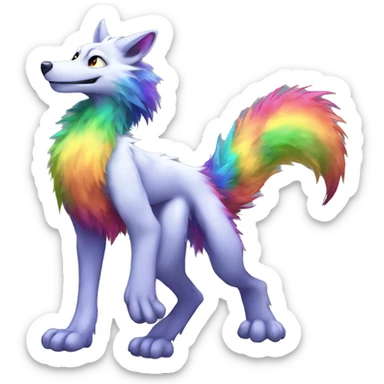 Furry, sparkle, rainbow, animal, anthro, full body, fursona, sergal sticker