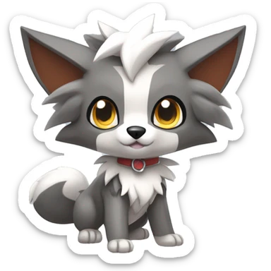 Kawaii Cool Chibi Poochyena-Rocruff-Lycanroc-Pokémon Full Body Detailed High Quality sticker