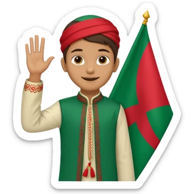 A boy stands with a Bangladeshi flag and greets on the occasion of December 16th. sticker