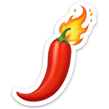 un piment rouge allongé avec une flamme sticker
