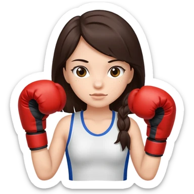 An girl with long dark brown hair in boxing gloves sticker