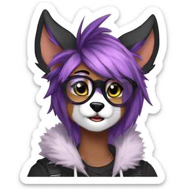 Edgy cute modern punk techwear anthro furry animal sona by Falvie, LiLaiRa, AngieWolf sticker