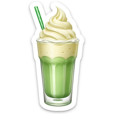 Japanese cream soda green on a glass with ice ice cream vanilla 1 scoop on top sticker