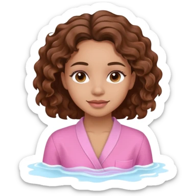 lightskin girl having a spa day with and pink shirt and brown wavy hair  sticker