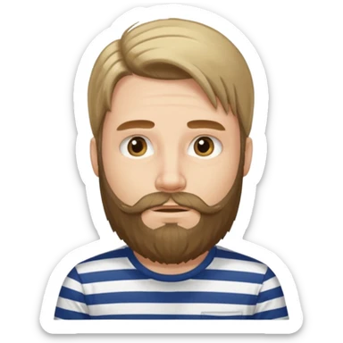 man with long hair and beard wearing horizontal striped t-shirt sticker