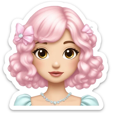Dreamy pretty VOGUE elegant kawaii shiny blushing shy pastel lady kawaii beautiful hair naturecore fairycore cottagecore jewels trending aesthetic sticker