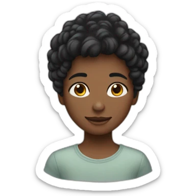 une fille avec des cheuveux noires de couleur de peau blanche qui fait un calin a un garçon qui est son amoureux sticker