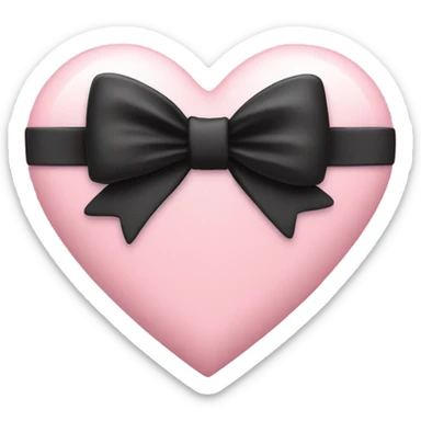 pastel pink heart with black bow sticker