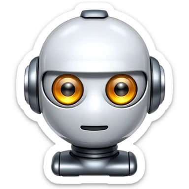 create a glossy, metallic "G"-shaped bot with small glowing eyes. The emoji will have a futuristic, robotic feel while keeping the smooth, rounded structure. ensure it has a transparent background so it can be used flexibly across different platforms. sticker