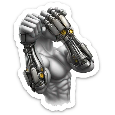 Cyborg arm only flexing bicep and shoulder with gears and shocks sticker