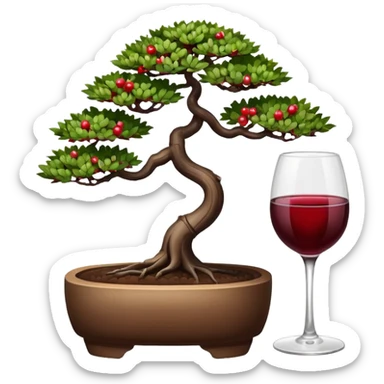 Bonsai tree with glass of wine sticker