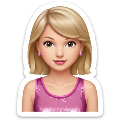 Taylor Swift smile in a sparkling pink top sticker