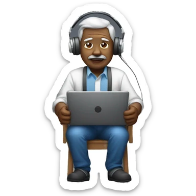 old developer work at night and listen to music sticker