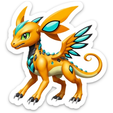 Meloetta-Greymon-Pokémon-Fakémon-fusion-hybrid-creature sticker