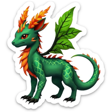 Dark Edgy Salandit-Leafeon-Fakémon-hybrid-creature (full body)  sticker