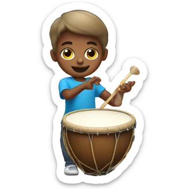 un niño jugando con un tambor  sticker