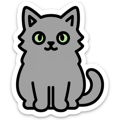 gray fluffy cat with light green eyes sticker