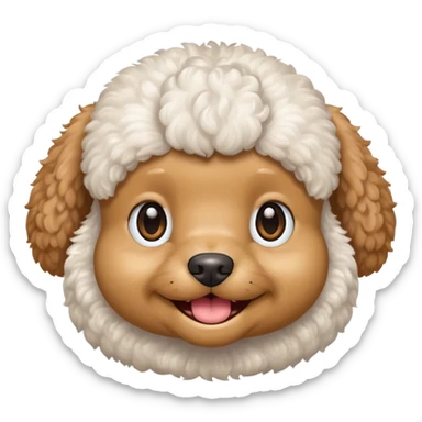 smile, baby white toy Poodle,only face  sticker