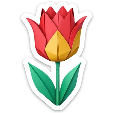 paper color origami tulip sticker