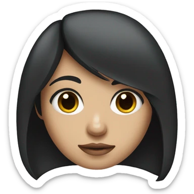 dark haired girl with big eyes and wolfcut sticker