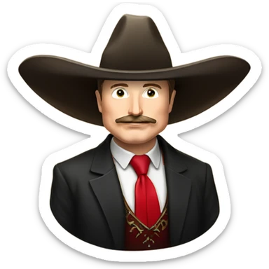  Elon musk with big mustache and black sombrero mexican hat and Tesla logo red shirt Tesla symbol coin sticker