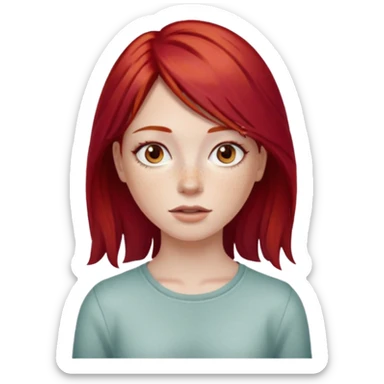 girl with cherry red hair long  sticker