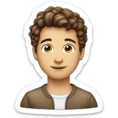 un garçon français, peau blanche cheveux brun non bouclé yeux bruns sticker