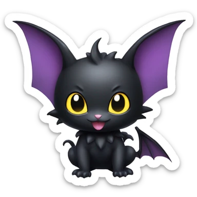 Cool Cute Edgy Dark Black Batty Chibi Noibat-Cat-Pokémon-Fakémon-hybrid sticker