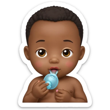 Black baby using pacifier blushing sticker
