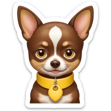 Chihuahua color chocolate con un collar amarillo sticker