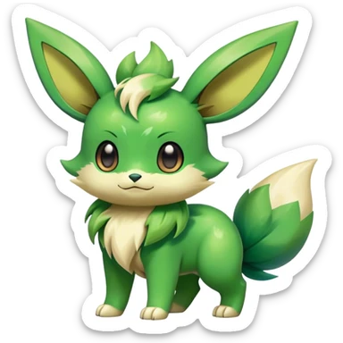 Shiny-Eeveelution-Cute-Fakemon-Grass-Pokémon-fusion full body sticker