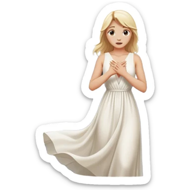 back of a blonde woman in front of a 2 crossroads paths ..places a hand on their chest, the light path, symbolizing their decision to respond instead of react with peace. light trail on mountains sticker