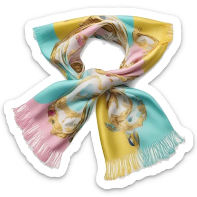 Dolce and Gabbana scarf with colourful pastel ornament print and golden detais  sticker