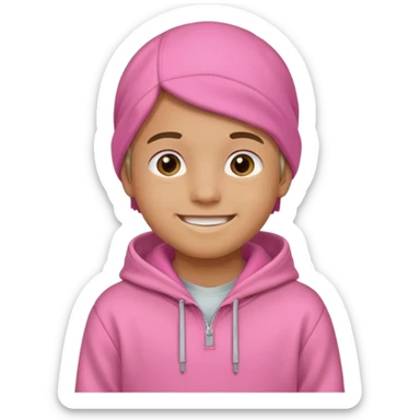 Kid Boy in pink hoodie  sticker