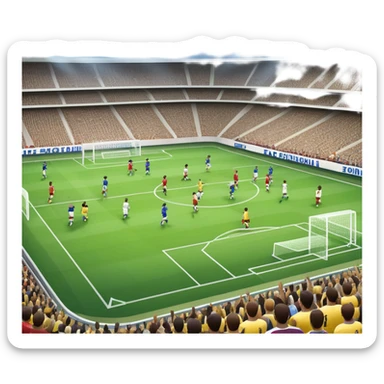 An icon showing close-up players in action, inspired by EA Sports FC 25. The design features players on the field, with the stadium lights shining brightly and a lively crowd in the stands. Transparent background highlights the energy and excitement of the match. sticker