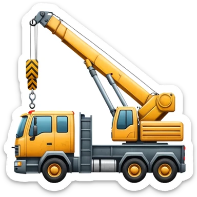 Create a crane truck with a long extendable arm lifting materials. sticker