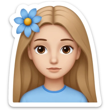 Cheveux un peu plus clair des cils moyen et des sourcils clair des cheveux plus long et une fleur bleu clair sticker